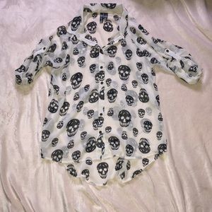 White and Black Skull Blouse